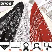 3 buah Syal Kepala Motif Paisley Modis, Sapu Tangan Penyerap Lembut Serbaguna dari Poliester, Cocok untuk Aksesori Rambut, Aksesori Leher dan Pergelangan Tangan - MultiWarna - View 2