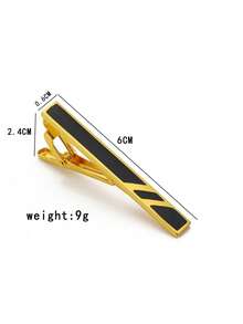 1pc Minimalist Brass Rectangular Enamel Tie Clip, Everyday Wear For Men - Geometry - View 7