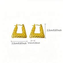 1 Pair Vintage Stainless Steel Elegance Modern Twist Hoops Everyday Luxury C-Shaped Twisted Hoop Earrings For Women, Tarnish-Resistant Gold-Plated Stainless Steel Earrings, Multiple Styles Available - Multicolor - View 14