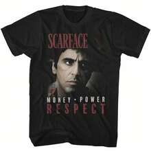 Scar Face Mopower Black Adult T-Shirt High Quality 100% Cotton Short Sleeve Tee, Vintage Movie Print, Fashion Casual Crew Neck Top, Soft And Lightweight, Street Style Hip Hop Clothing, Perfect Gift For Movie Fans - Black - View 8