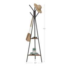 VASAGLE Perchero de Pie Perchero para Abrigos con 2 Estantes para Ropa Sombrero Bolsa Estilo Industrial Negro y Marrón Avellana MRCR016B01V1 - Negro  Marrn Avellana - Ver 6