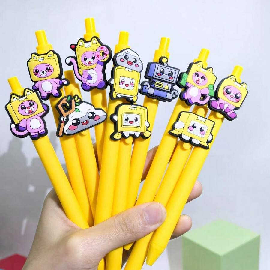 Bộ 1/5/10 bút bi gel hình hoạt hình dễ thương, mực đen, quà tặng tiệc tùng, viết trơn tru, thiết kế hình mèo và robot dễ thương, phù hợp cho học sinh và văn phòng phẩm. - Nhiều màu - Xem 1