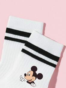 Disney 5双装迪士尼儿童袜子，白色条纹运动袜，印有蝴蝶结、小鸭、米老鼠等可爱卡通图案，适合迪士尼乐园、生日派对、节日礼物、学校、舞台表演、日常穿着，春夏四季皆宜。 - 彩色 - 查看 6