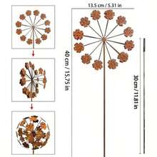 2pcs Rusty Metal Garden Signs | Vintage Iron Garden Stakes | Suitable For Yard, Garden, Holiday And Seasonal Decor - 2 Hydrangeas In a Ground Arrangement - View 9