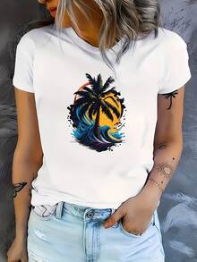 Casual Cartoon T-Shirt - White - View 1