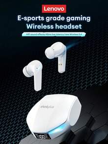 Lenovo XT53 Bluetooth Earphones, Half In-Ear, Esports Gaming Mode, Low Latency, Waterproof, Sports/Running, High-Quality Audio, Microphone, LED Display Battery Level, Long Lasting, Wireless Earbuds Compatible With Smartphones, Tablets, Laptops - View 3
