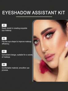 3pcs Eye Makeup Tool Set - 2 Professional Eyeshadow Brushes, Eyeshadow Applicator, Eyeshadow Stamp Template, Quick Makeup Template, Eyeshadow Mold, Eye Makeup Tools, Suitable For Beginners As Eye Makeup Assistant, Easily Create Professional Makeup, Convenient Makeup Anytime, Anywhere - Multicolor - View 8