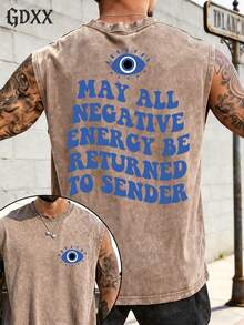 Men's Vintage Washed Graphic Sleeveless Tank Tops, Old School Cassette, Evil Eye, USA Eagle & California Print Muscle Shirts, Casual Streetwear Summer Tees,Summer Clothes Men,Vintage Graphic Tee,Muscle Shirts For Men,Patriotic USA Tank. - Cà phê nâu - Xem 5