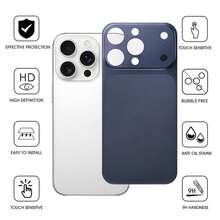 Miếng dán bảo vệ ống kính màu trơn siêu mỏng, mặt lưng PC mờ, tương thích với iPhone 16 Pro/15 Pro Max/14 Pro, màu xanh đậm, quà tặng Ngày của Mẹ. - xanh đậm - Xem 5