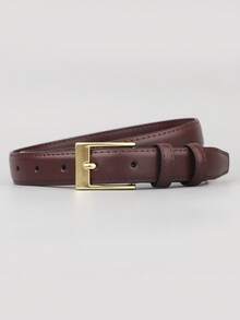 1 pieza Cinturón elegante y versátil para mujer, adecuado para uso diario, reuniones, viajes, decorar vaqueros, pantalones casuales, trajes, vestidos - Café - Ver 4