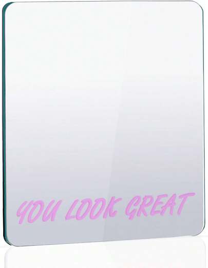 You Look Great Magnetic Locker Mirror 6''x7'' - Frameless, Rounded Corners & Polished, Strong Magnets Locker, Size School, Workshop, Home - Cheerful!