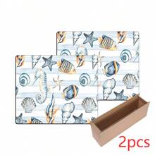 1pc Marine Life Pattern Printed Washing Machine Dust Cover, Rubber Soft Bottom, Laundry Room Accessory, Washing Machine Top Protective Pad, Quick Absorbent And Dry, Refrigerator Dust Cover Pad, Coffee Maker Countertop Absorbent Mat, Diatomite Draining Mat, Modern Laundry Room And Kitchen Appliance Washing Machine And Dryer Dust Cover, Home Decor, Kitchen And Dining Room Decor - Multicolor - View 12