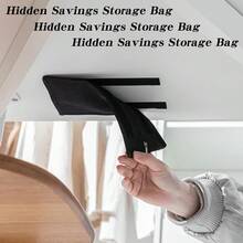 1pc Hidden Security Bag - Concealed Storage Pouch With Strong Adhesive And Zipper, For Storing Cash, Cards, Jewelry - Suitable For Under Bed, Desk, Table, Closet, RV, Secret Compartment To Perfectly Hide Coins, Documents, Ledgers, Watches And Other Valuables, Invisible Storage Design, Multi-Scenario Use - Conventional - View 2