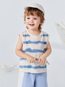 2026夏季婴儿幼儿套装，植物基速干两件套，吸湿排汗透气轻盈柔软棉质儿童家居服运动服 - 白藍色調 - 查看 3