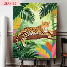Vibrant Colorful Capybara In Tropical Wetland Swamp Wall Art Print, Modern Flat Style Jungle Animal Canvas Painting For Kids Room, Living Room Home Decor - Multicolor - View 2
