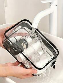 Transparent Toiletry Bag - Transparent Travel Storage Bag With Zipper Closure, Shower And Hair Care Partition Labels, Unisex Transparent Makeup Bag, Suitable For Gym, Vacation, Business Trip - Portable Bathroom Storage Bag, Gym Accessories, Minimalist Design, Durable - View 4