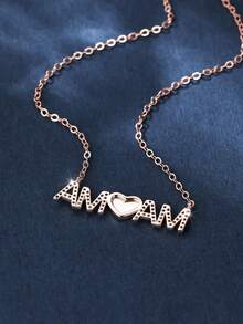 A Pc Delicate Letter Necklace Pendant Set With White Cubic Zirconia-The Perfect Mother's Day Gift For Mom - Letter - View 2