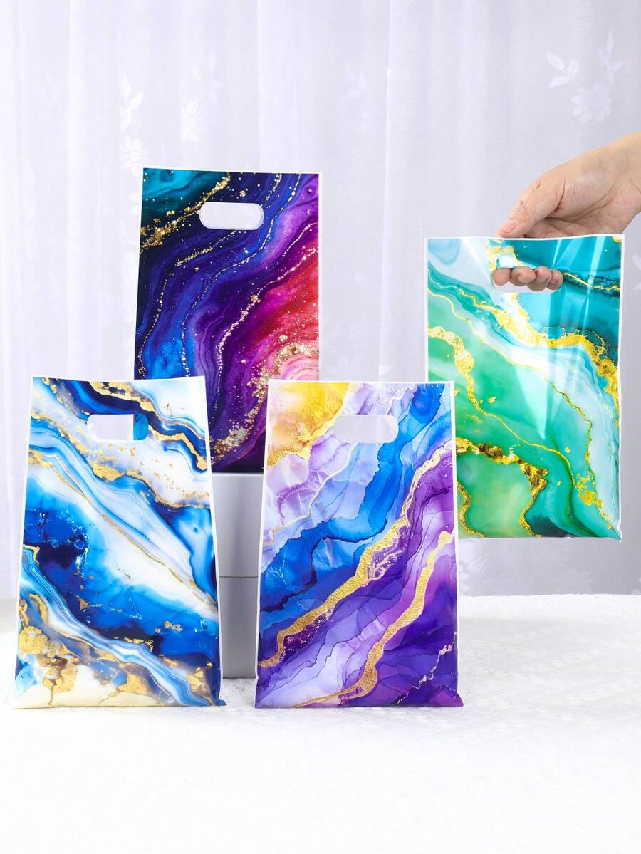 10/25/50个装星系主题礼品袋，太空派对用品，生日装饰，手提袋，收纳袋，宇宙主题派对回礼，大理石纹金箔手提袋，婴儿派对装饰，小型礼品袋，手提袋，婚礼派对用品，婚礼装饰，派对回礼袋