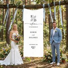 Decoración de fondo personalizada con texto minimalista para fiesta, pancarta para despedida de soltero, decoración para fiesta de boda, pancarta de bienvenida de estilo bohemio para boda - Multicolor 1 - Ver 4