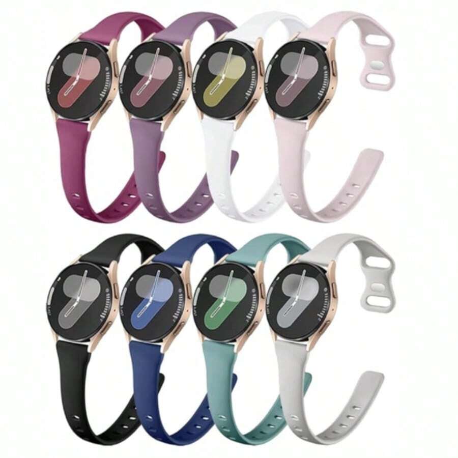 Bộ 8 dây đeo mỏng tương thích với Samsung Galaxy Watch 7 6 5 4 40mm 44mm, Active 2 40mm 44mm, Galaxy Watch FE, Galaxy Watch 4/6 Classic, Galaxy Watch 5 Pro, dây đeo silicon mềm 20mm dành cho nam và nữ - Galaxy Watch 3/4/56-20mm - Xem 1