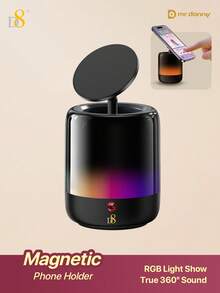 D8 Altavoz Bluetooth con soporte magnético 4 en 1 para mujeres, accesorio de moda 3C, espectáculo de luces RGB, sonido estéreo envolvente de 360° real, emparejamiento TWS y múltiples modos de escucha, soporte para teléfono con imán N52 de gran fuerza, ángulo y altura ajustables, compatible con iPhone 17/16/15/Pro/Pro Max, altavoz portátil con soporte magnético para escritorio, dormitorio, viaje - Ver 16