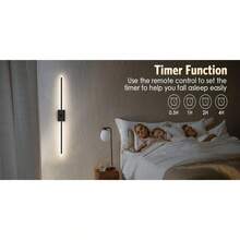 1 pieza/2 piezas Lámpara de pared negra/dorada, decoración de pared para fondo de TV, luz para dormitorio/sala de estar, aplique de pared moderno: compartimento de batería recargable desmontable, con control remoto, luz de pared rectangular - Batería recargable de gran capacidad, cable de carga Tipo C de 80 cm, instalación sin taladrar - Negro - Ver 8