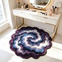 1件装星空漩涡图案圆形地毯，柔软绒毛地毯，花卉ins风地垫，卧室客厅窗帘装饰垫，四季皆宜机洗，舒适装饰地毯，春夏家居装饰必备 - 彩色 - 查看 2