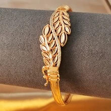 1 chiếc vòng tay mạ vàng đính đá Cubic Zirconia, kiểu dáng hở, trang sức thanh lịch dành cho nữ, phù hợp đeo hàng ngày và dự tiệc. - Vàng - Xem 8
