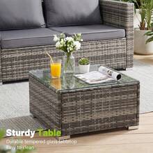 OYAJIA 5PCS Garden Corner Sofa, Garden Furniture Set, Rattan Patio Sofa Set, Garden Entertaining Furniture Lounge Set With Coffee Table For All-Weather - Grey - View 5