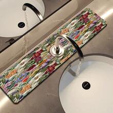 1 Stück Blumenmuster Armaturenabdeckung, strapazierfähiges Polyester, schnell trocknend, leicht zu reinigen, geeignet für Küche und Badezimmer, einfache Installation, tägliche Dekoration, Geschenk, Badezimmermatte, strapazierfähige Armaturenabdeckung, Armaturenzubehör - Verschiedenfarbig - Übersicht 9