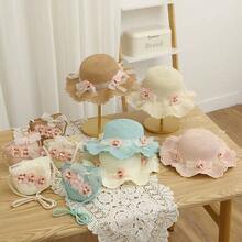 Mũ chống nắng đi biển dáng lượn sóng dành cho nữ, điểm nhấn là ngọc trai giả và nơ, kiểu dáng thanh lịch, thích hợp cho du lịch biển và kỳ nghỉ. - Nhiều màu - Xem 5