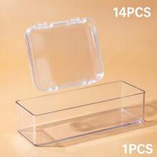 1PC Creative Nail Art Storage Box, Transparent Acrylic Dustproof Packaging For Finished Nail Art Styles, Dedicated Nail Tip Organizer Display Box, Transparent Jewelry Storage Box, Small Card Storage Box,Nail Tech Supplies - Transparent - View 10