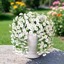 1/4 Pcs Outdoor Artificial Flowers Hanging Eucalyptus Plants Silk Morning Glory Vines UV Resistant Greenery Anniversary Graduation Wedding Party Home Office Porch Garden Yard Wall Spring Summer Decor - White-eucalyptus Morning Glory - View 4