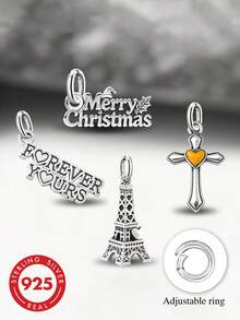 1pc Minimalist Unique 925 Sterling Silver Spring Flower Rabbit Pendant, DIY Necklace Delicate Jewelry Gift For Women & Men - Set 1 - View 12
