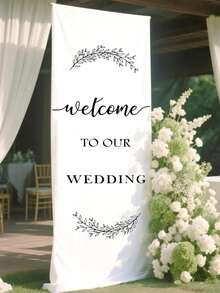 2pcs/Set - Adjustable "Welcome To Our" Wedding Sign Stand + Wedding Welcome Banner / Standard Ceremony Banner, Suitable For Wedding, Birthday Party, Baby Shower, Graduation Ceremony And Holiday Party Decorations - Multicolor - View 4