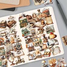 50 buah Stiker Kopi Vintage, Cocok untuk Laptop, Ponsel, Tablet, Gitar, Koper, Scrapbooking, dan Proyek Dekorasi DIY Lainnya - Kopi Retro - View 6