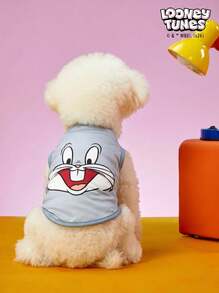 LOONEY TUNES X PETSIN 1 قطة رمادية وكلب عالمي مطبوع عليه طباعة أرنب سعيد كرتوني مريح مرن - رمادي - مشاهدة 3
