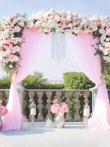 28pcs/4 Sets Pink Wedding Tulle Curtains, Hanging Sheer Curtains, Wedding Curtain Voile, Party Backdrop Decor, Stage Decor Tulle (With Clips), Wedding Accessories, Bridal Shower Party, Birthday Bridal Shower Photo Booth Photo Background, Perfect For Wedding, Birthday, Engagement And More Indoor/Outdoor Events - Pink - View 5