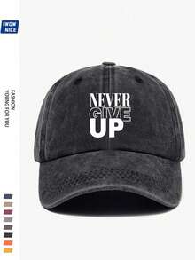1 pieza Gorra de béisbol con estampado de letra vintage desgastada de unicolor, sombrero de sol curvo casual, gorra de papá, adecuado para uso diario, playa, viaje - A - Ver 17