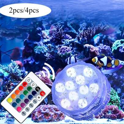 10 đèn LED chiếu sáng hồ bơi, đèn trang trí hồ bơi điều khiển từ xa đổi màu, đèn chiếu sáng RGB chống thấm nước cho ao, hồ bơi, bể cá, bồn tắm - Thích hợp cho đám cưới, đài phun nước, tiệc lễ hội.
