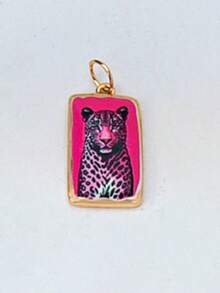 Collar ajustable de cuerda colorida con colgantes de esmalte intercambiables, colgantes de dibujos animados desmontables chapados en oro (patrones de gato, langosta, fruta, flor), set de joyas personalizables de verano para regalo - Multicolor - Ver 47