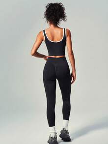 UONNOU High Waist Seamless Slimming & Lifting Sports Leggings - Black - View 7