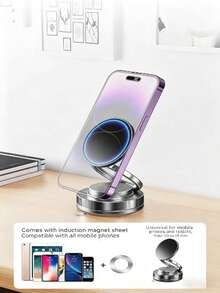 360° Rotatable Foldable Magnetic Car Phone Holder With Strong Suction Cup, N52 Magnet, One-Handed Operation On Dashboard/Windshield, Suitable For All Smartphones, Hands-Free GPS Navigation - 360° Rotation - View 11