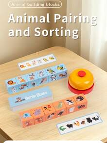 Kids Animal Shadow Matching Puzzle Toy Sorting & Stacking Blocks Parent-Child Desktop Game Early Educational Toy For Hand-Eye Coordination - Multicolor - View 2