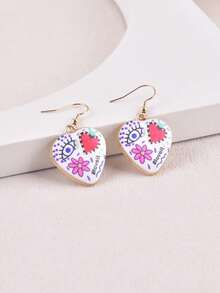 1 Pair Devil's Eye & Heart Flower Dangle Earrings, Party Jewelry Decoration For Women - Multicolor - View 5