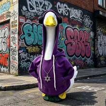 Porch Goose Outfit Cool Hip Hop Hoodie With Headphone And Necklace Garden Decoration - B - View 5