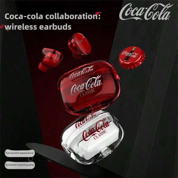 Coca-Cola 可口可乐 T11 真无线耳机，透明设计，触控操作，超长续航，自动配对，经典 Logo，轻巧便携，绝佳礼物