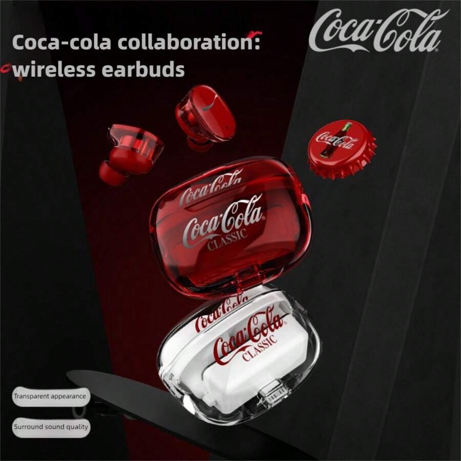 Coca-Cola 可口可乐 T11 真无线耳机,透明设计,触控操作,超长续航,自动配对,经典 Logo,轻巧便携,绝佳礼物 - 查看 1