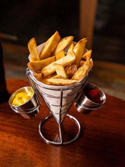3pcs American Creative French Fries Food Basket Restaurant Wrought Iron Fried Chicken Mini Snack Basket Western Restaurant French Fries Fried Basket