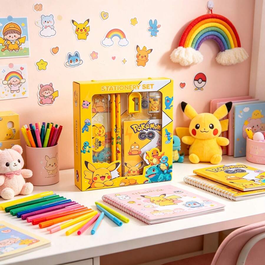 1 Set Cartoon Character Style Stationery Gift Box Set, Blind Box Including Pencil, Notebook, Pencil Sharpener, Pencil Case, Ruler, Eraser, Random Crayon - Multicolor - View 1